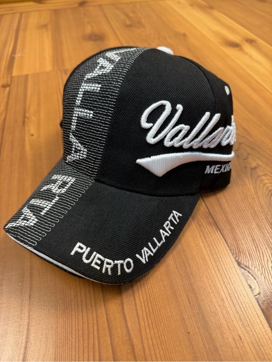 Other - Puerto Vallarta Mexico Baseball Cap Black White Embroidered Travel Souvenir Hat